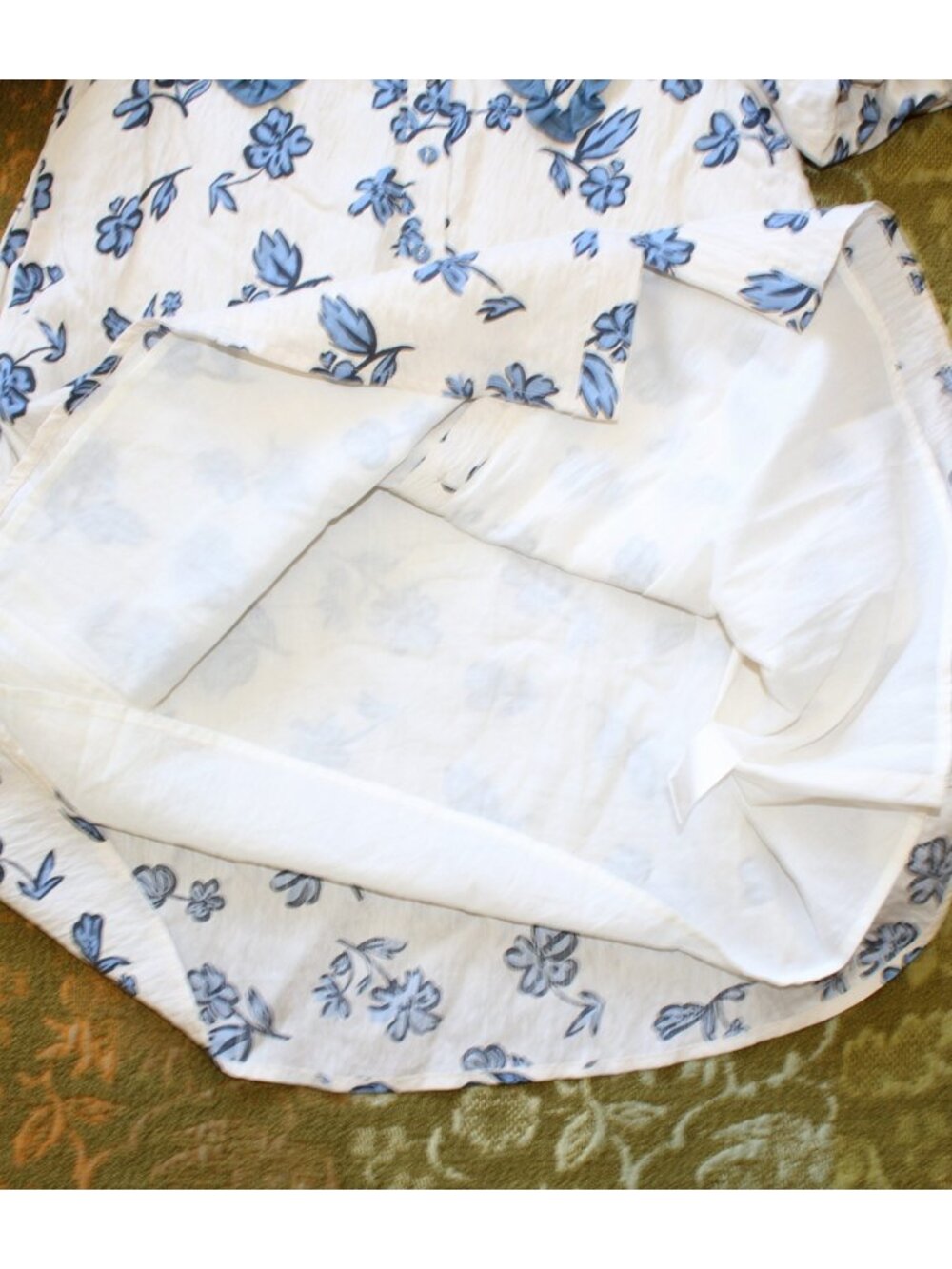 Poppy Collared Mini Dress Blue floral Print Size Small Ruffled Peter Pan Collar - Picture 11 of 14
